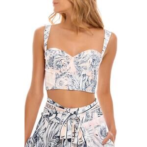 Agua Bendita Lupe Helios Crop Top Tropical Flowers Pink Summer Size Medium